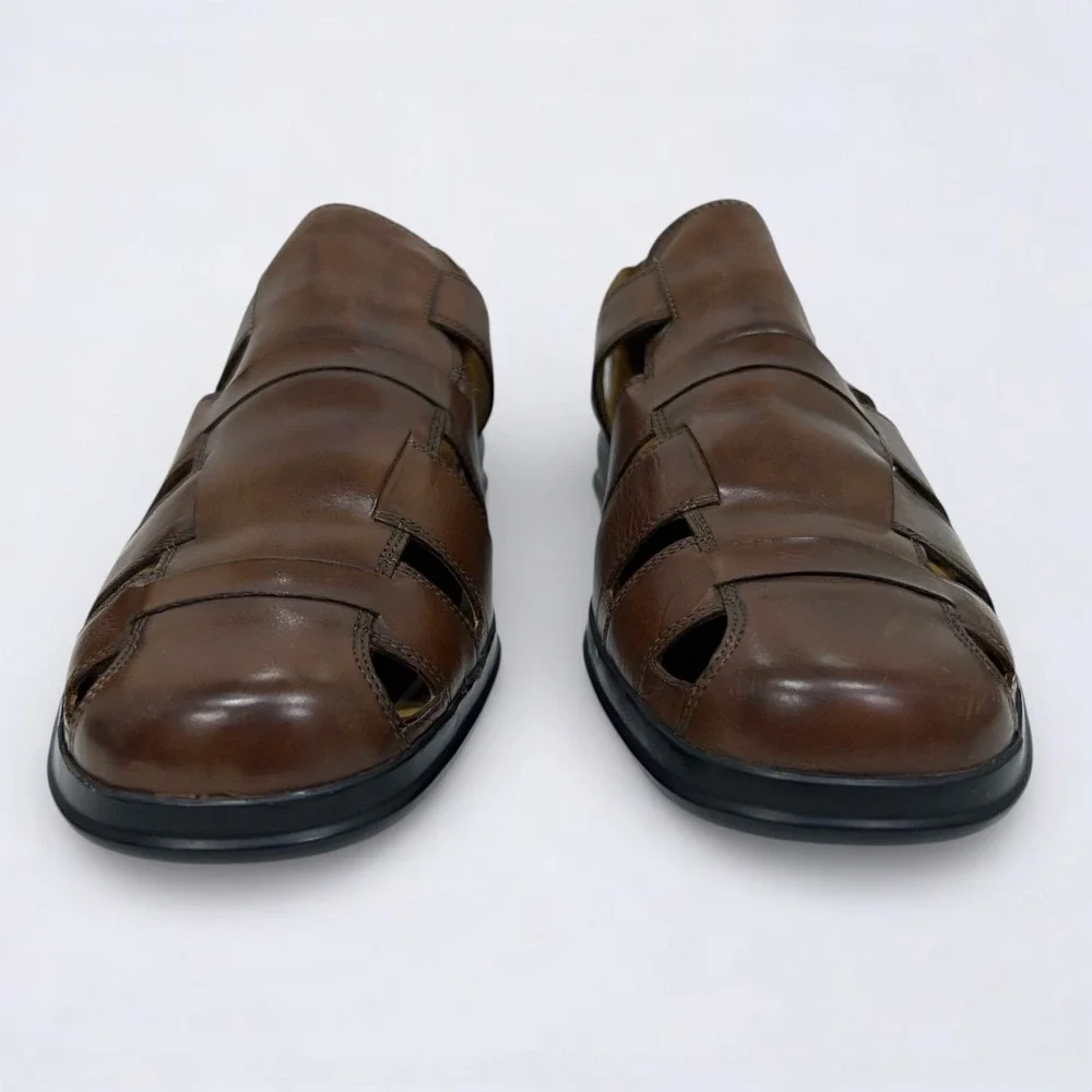 Cole Haan Sandals Men's Size 12 W Brown Leather NikeAir Dempsey Fisherman Preppy